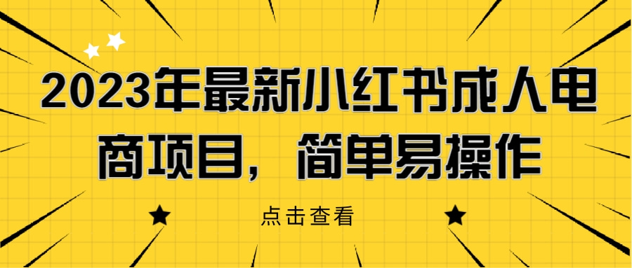 2023年最新小红书成人电商项目，简单易操作【详细教程】网赚项目-副业赚钱-互联网创业-资源整合歪妹网赚
